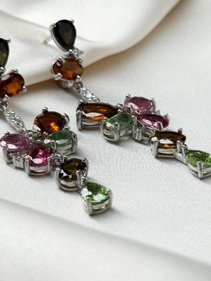 Серьги из серебра с турмалином  U-3714, фото 3