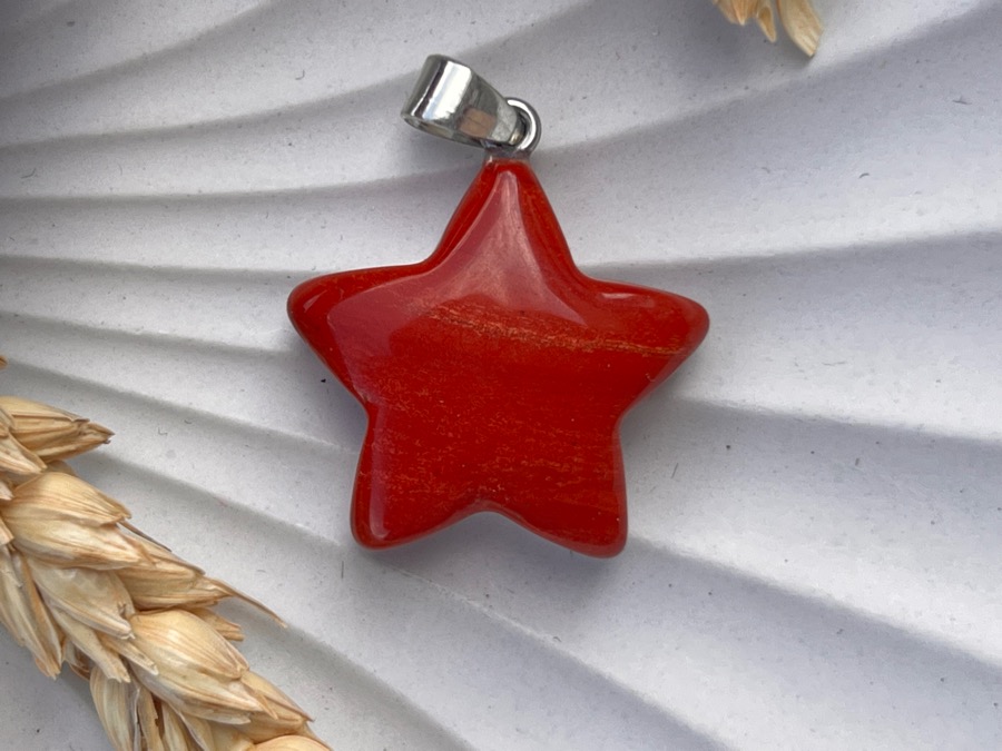 Кулон в форме звезды из красной яшмы KU-0907, фото 1