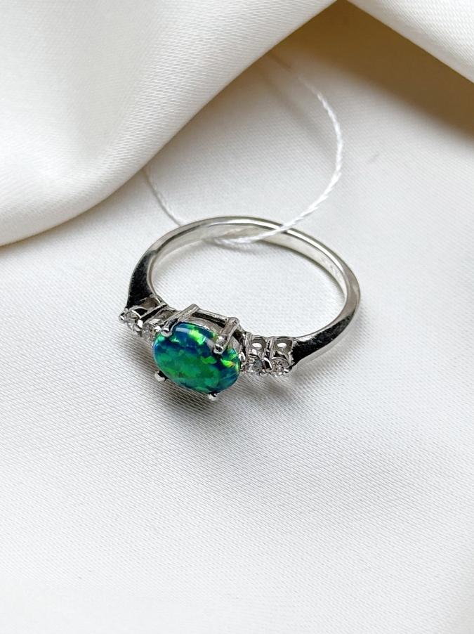 купить Кольцо из серебра с опалом (искусственный), 17,5 размер , фото 1