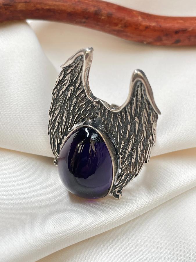 Кольцо из серебра с аметистом,18 размер  U-558, фото 4
