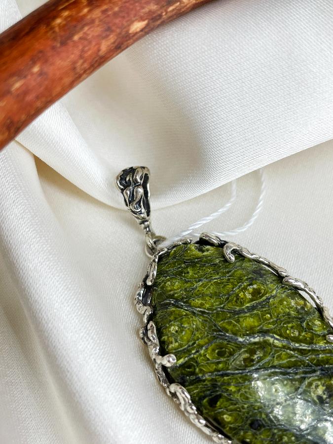 Кулон из серебра с змеевиком U-3773, фото 2