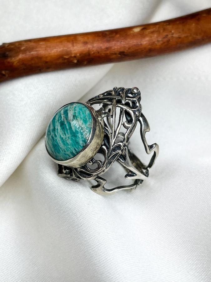купить Кольцо из серебра с амазонитом,17,5 размер , фото 3