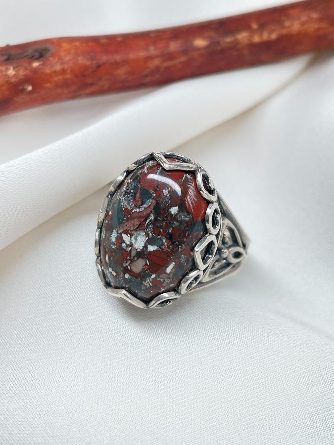 купить Кольцо из серебра с яшмой, 17,5 размер  , фото 3