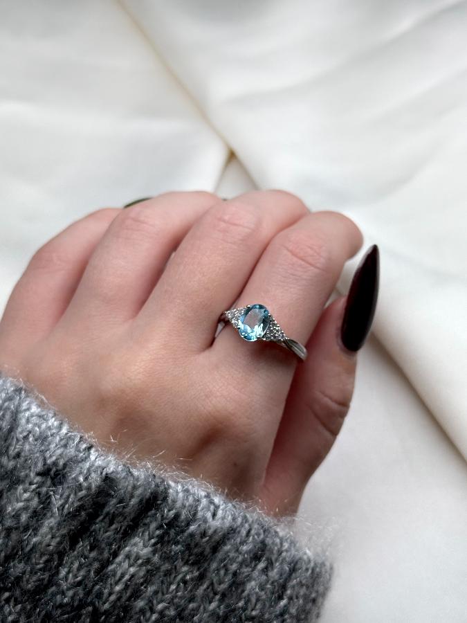 Кольцо из серебра с топазом и фианитом,17,5 размер U-3805, фото 5