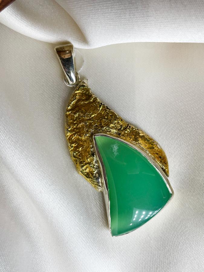 Кулон из серебра с хризопразом  U-3171, фото 3