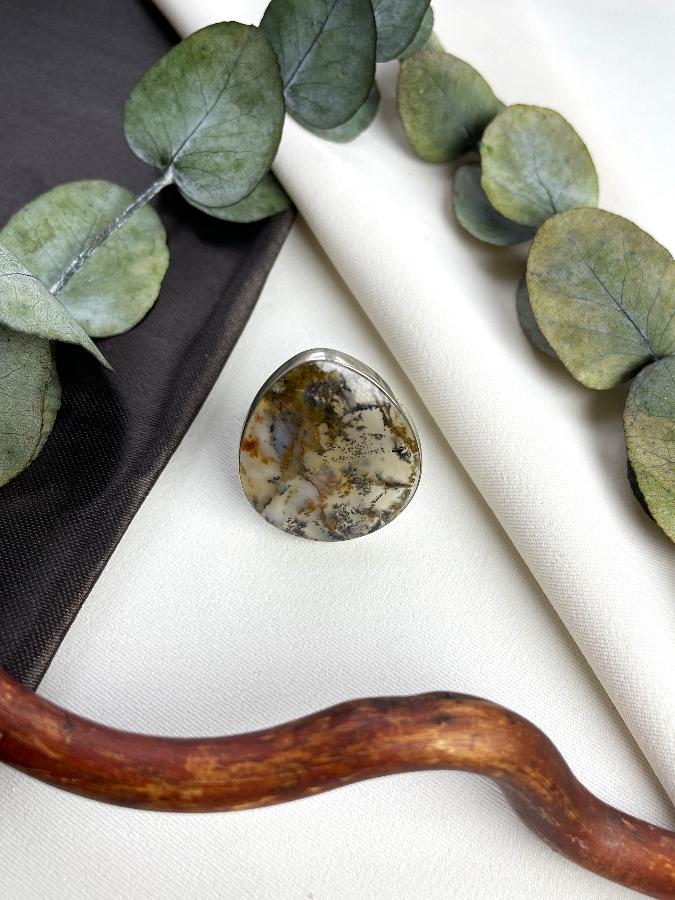 купить Кольцо с моховым агатом, 18,5 размер  , фото 2