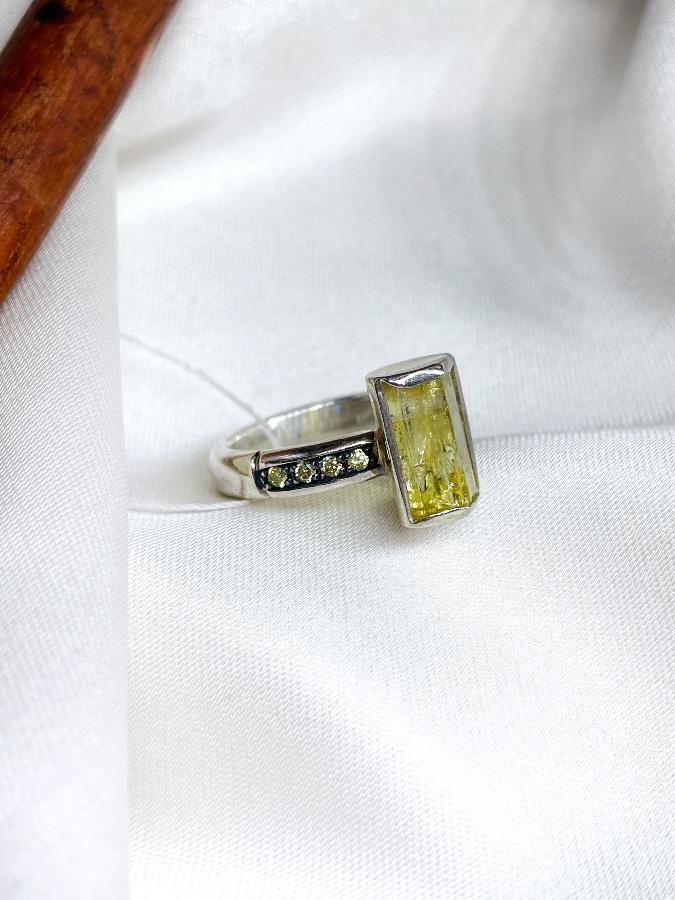 купить Кольцо из серебра с гелиодором,16 размер , фото 4