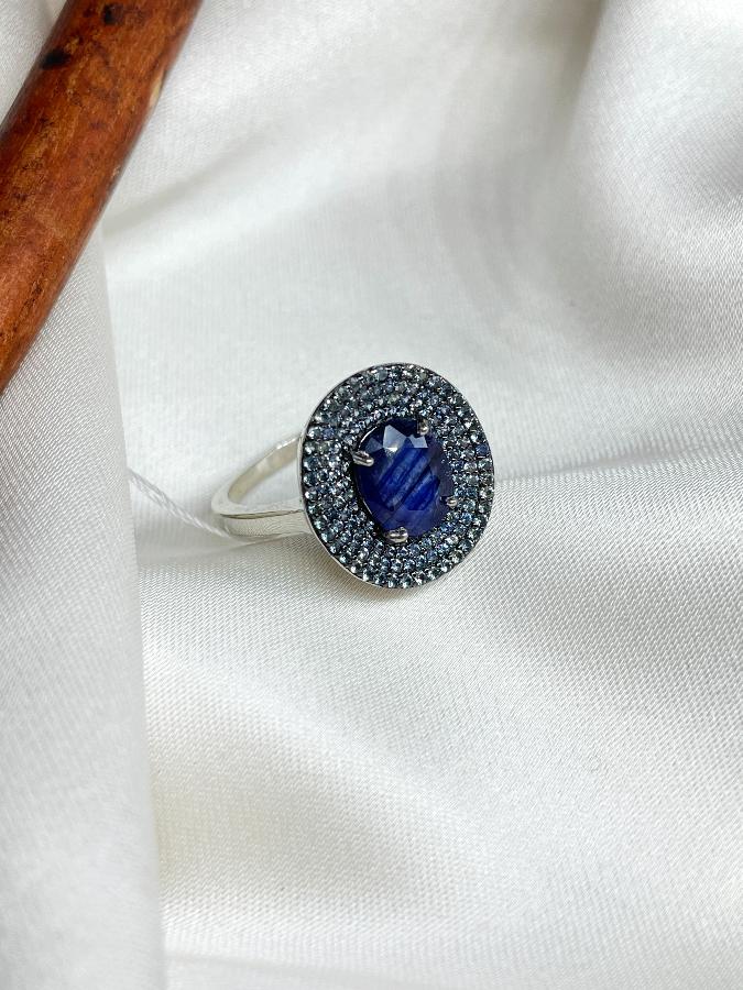 купить Кольцо из серебра с сапфиром (синий корунд),18 размер  , фото 3