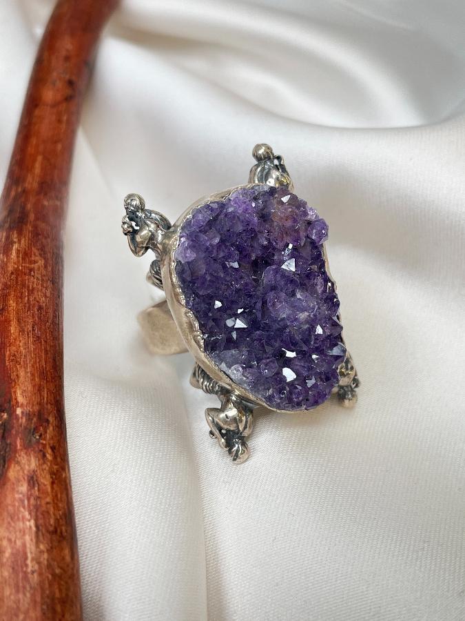 купить Кольцо из серебра с аметистом,19 размер  , фото 3