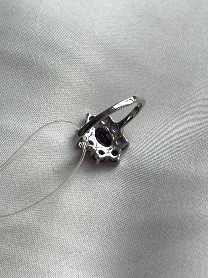 Кольцо из серебра с аметистом в огранке, 17 размер 558997, фото 4