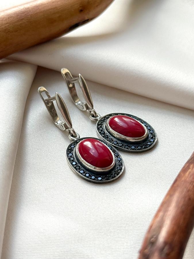 купить Серьги из серебра с кораллом  , фото 2