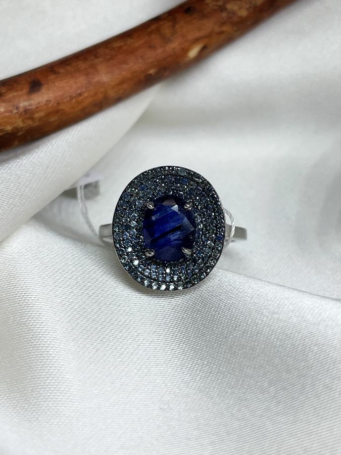 купить Кольцо из серебра с сапфиром (синий корунд),18 размер  , фото 4