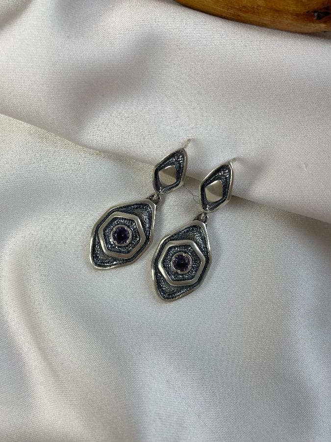 купить Серьги из серебра с аметистом  , фото 3