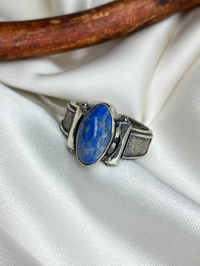 купить Кольцо из серебра с лазуритом, 19,5 размер , фото 5