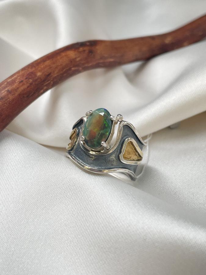 купить Кольцо из серебра с опалом,17 размер  , фото 5