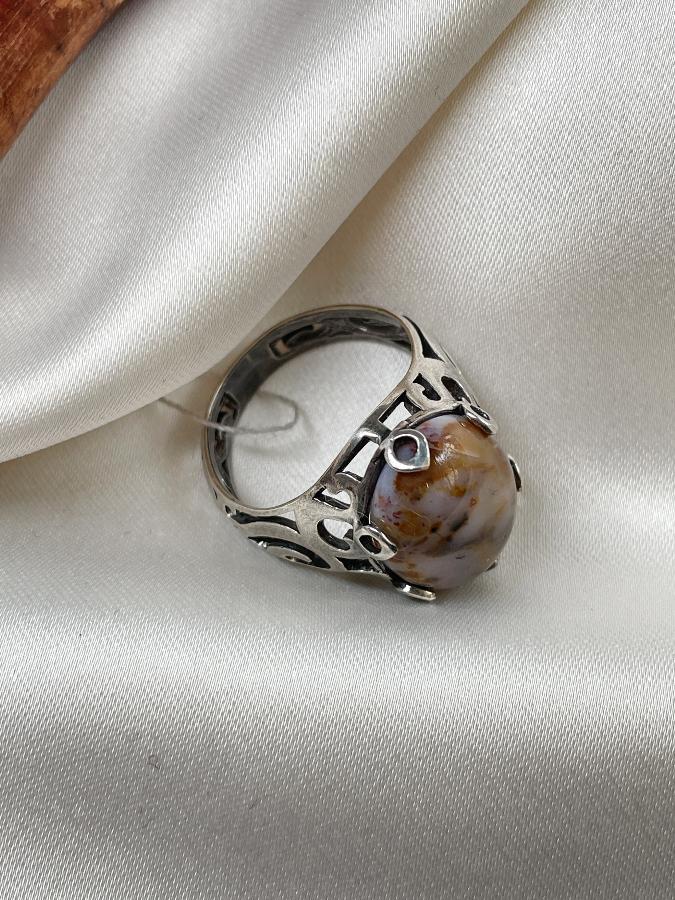 купить Кольцо из серебра с агатом, 17,5 размер  , фото 4