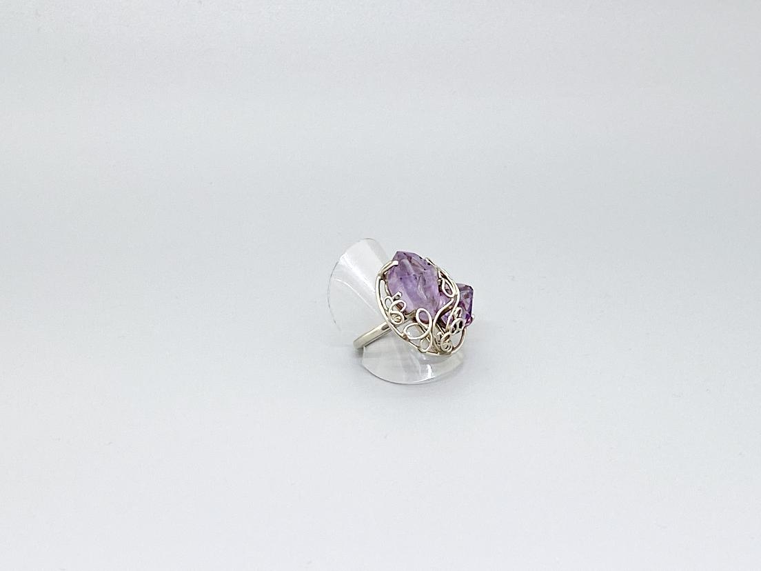 Купить Кольцо с кристаллами аметиста 19 размер от магазина В Мире Самоцветов