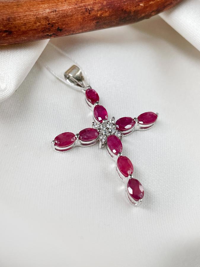 Кулон из серебра с рубином (красный корунд)  U-3044, фото 3