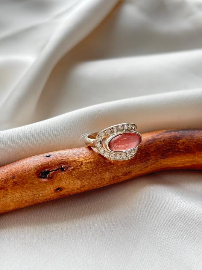 купить Кольцо из серебра с турмалином и фианитами  , фото 1