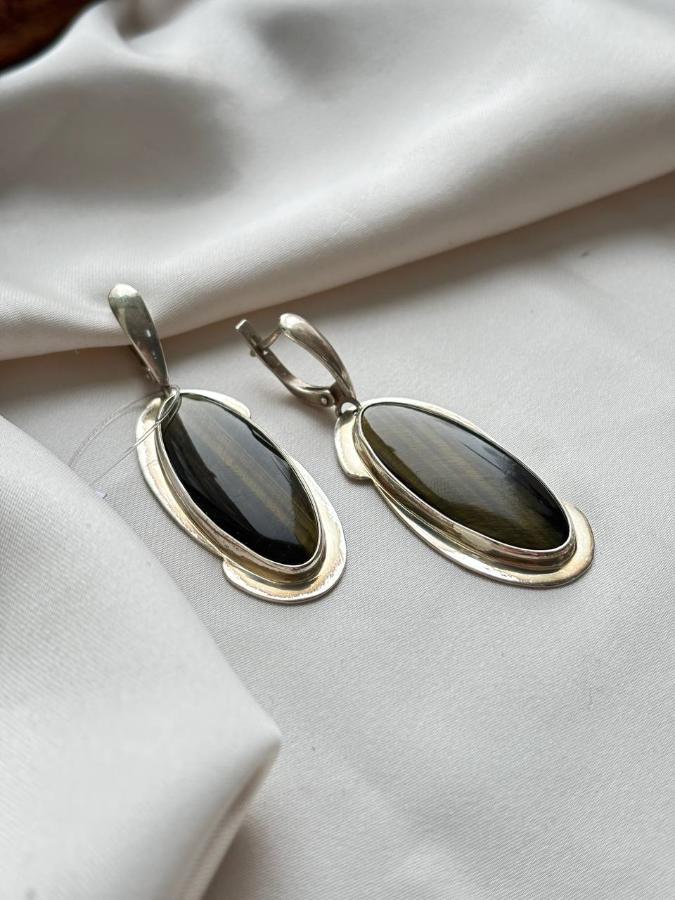 купить Серьги из серебра с тигровым глазом  , фото 1