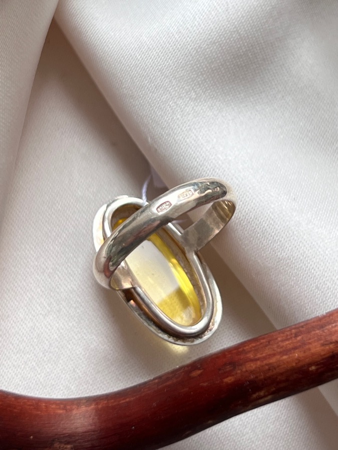 Кольцо из серебра с янтарём, 18 размер U-286, фото 4