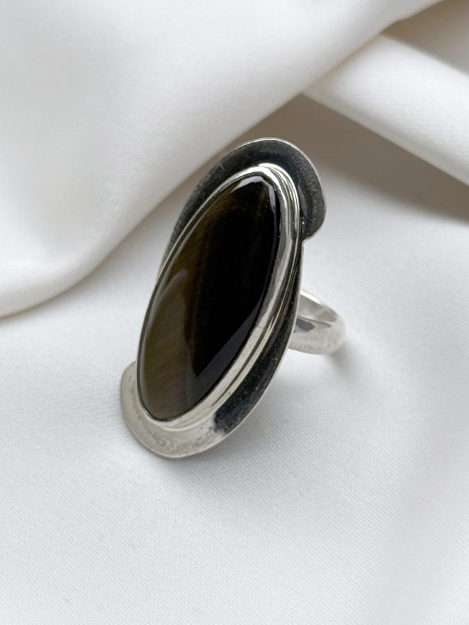 купить Кольцо из серебра с тигровым глазом, 17 размер  , фото 1