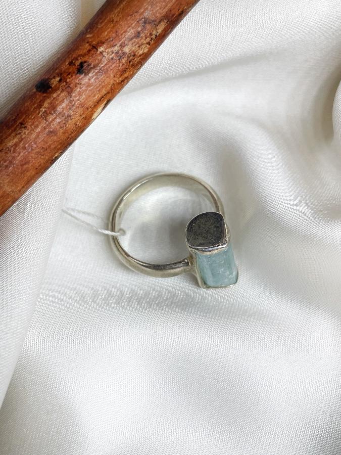Кольцо из серебра с аквамарином, 16 размер  U-2208, фото 5