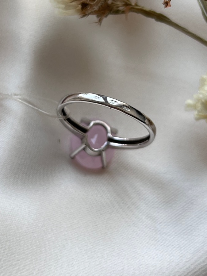 Кольцо из серебра с розовым кварцем в огранке, 18,5 размер 558767, фото 4