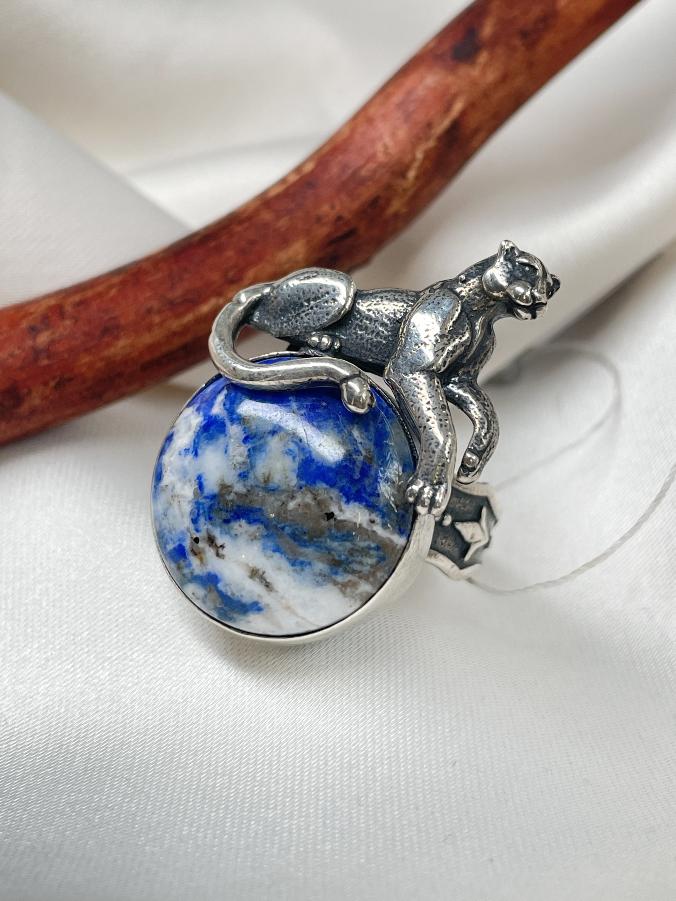 Кольцо из серебра с лазуритом,18 размер  U-1290, фото 1