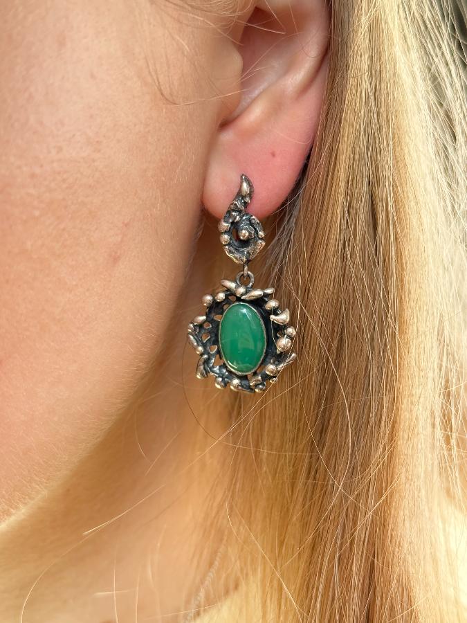 Серьги из серебра с хризопразом  U-246, фото 4