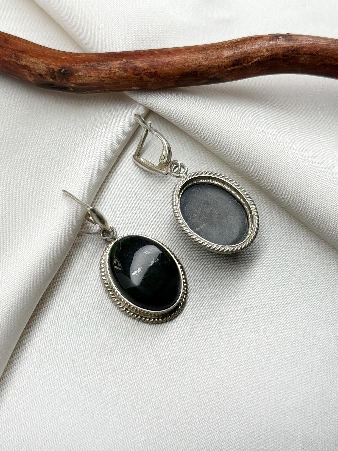 купить Серьги из серебра с нефритом  , фото 4