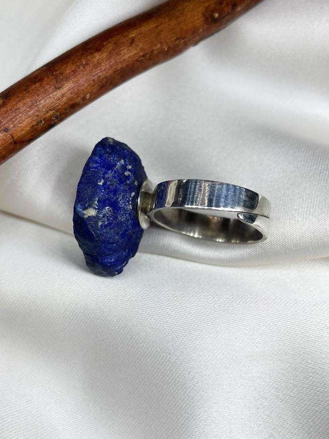 купить Кольцо из серебра с азуритом, 19,5 размер , фото 4