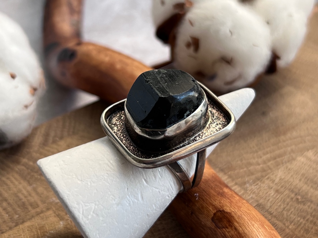 Кольцо с шерлом (чёрный турмалин), 18 размер KL-0984, фото 4