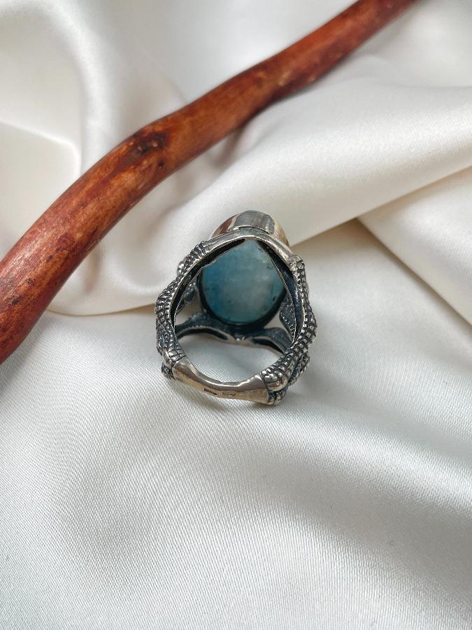 купить Кольцо из серебра с аквамарином,18 размер  , фото 3