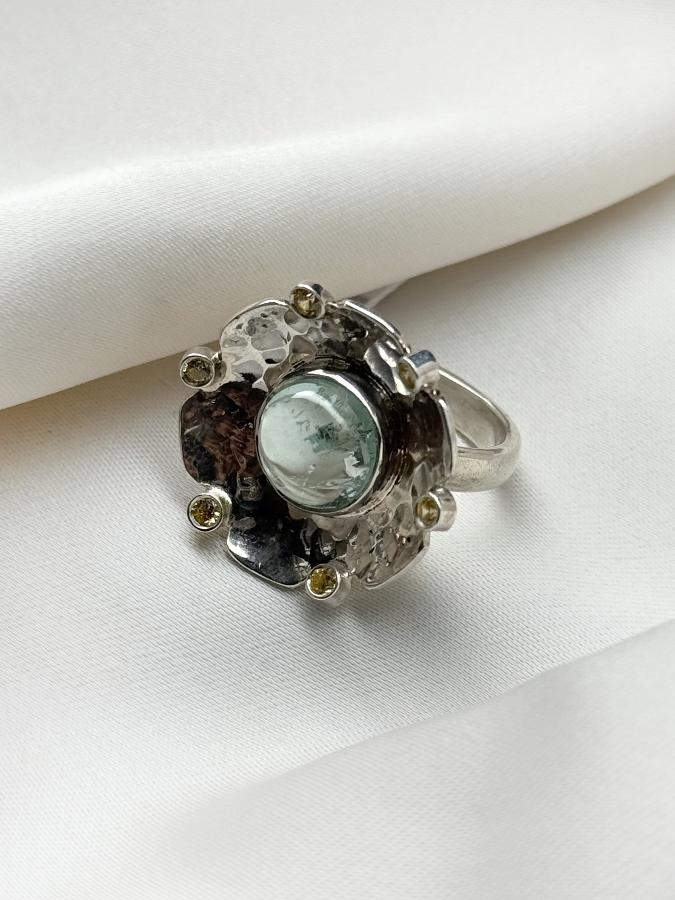 купить Кольцо из серебра с аквамарином,16 размер  , фото 1