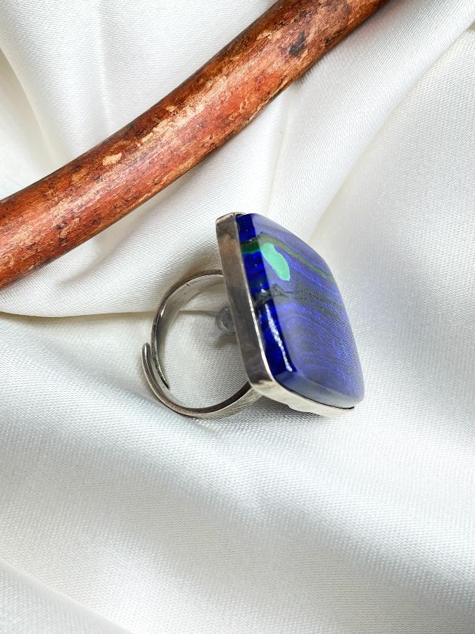 Кольцо из серебра с азурмалахитом,18 размер U-733, фото 5