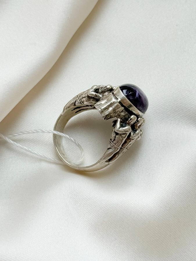 купить Кольцо из серебра с чароитом,18 размер , фото 3