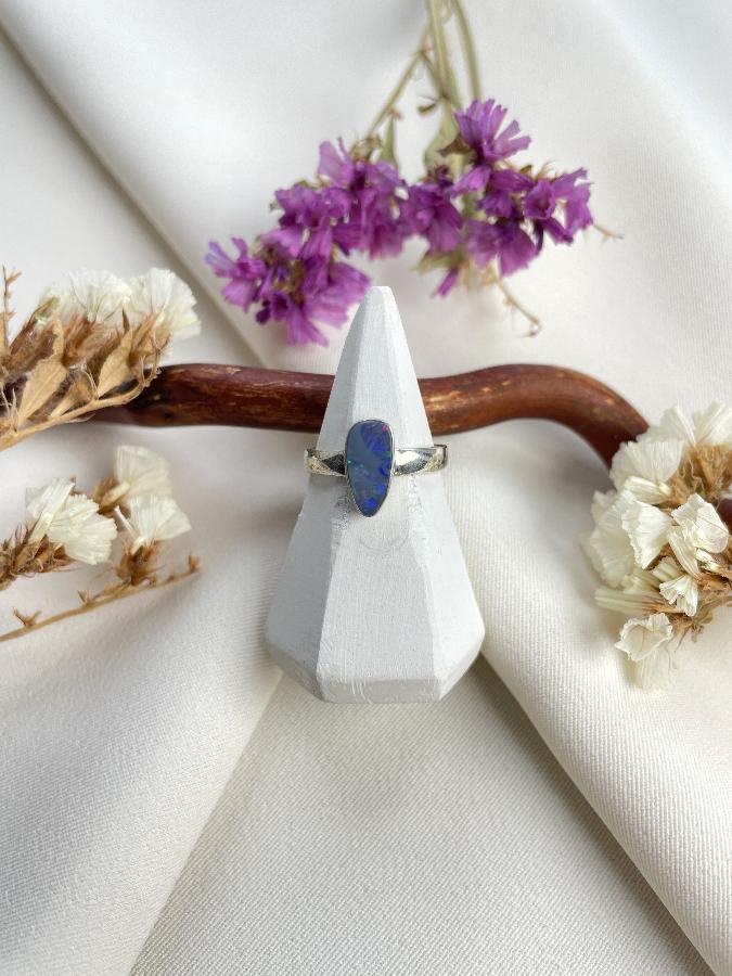 купить Кольцо из серебра с австралийским опалом, 16,0 размер , фото 2