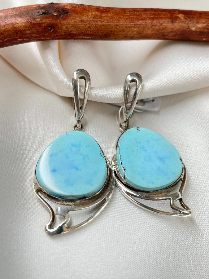 Серьги из серебра с бирюзой   U-264, фото 1