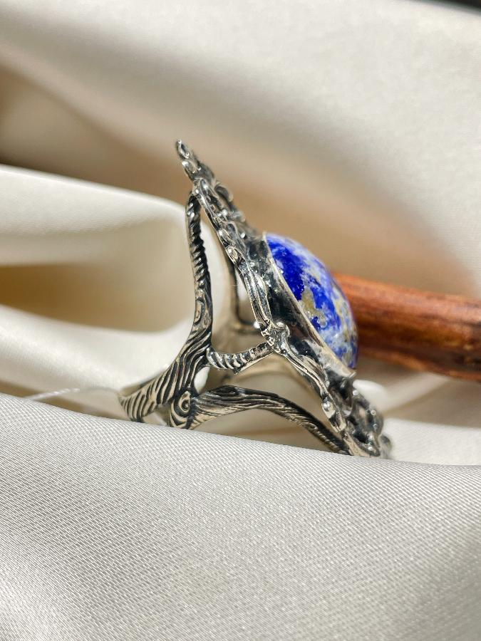 Кольцо из серебра с лазуритом, 18,5 размер  U-1273, фото 5