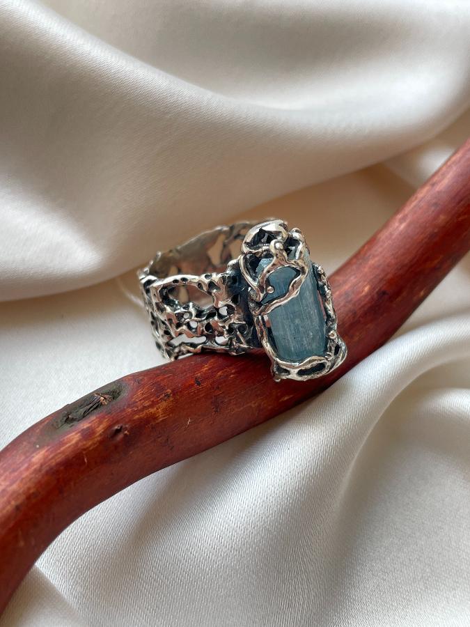 купить Кольцо из серебра с аквамарином,18,5 размер , фото 4