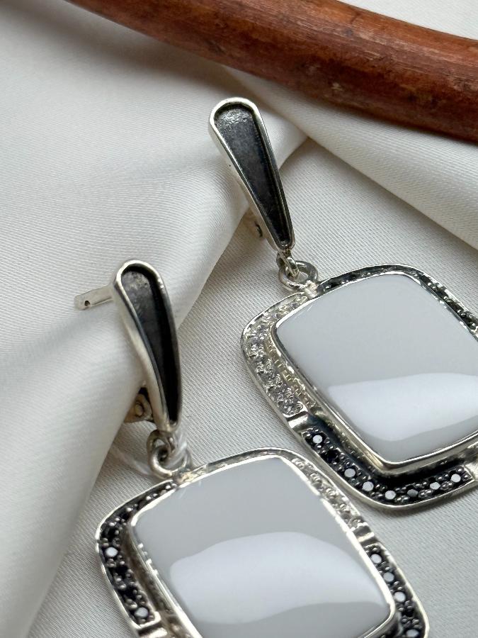 купить Серьги из серебра с кахолонгом  , фото 3