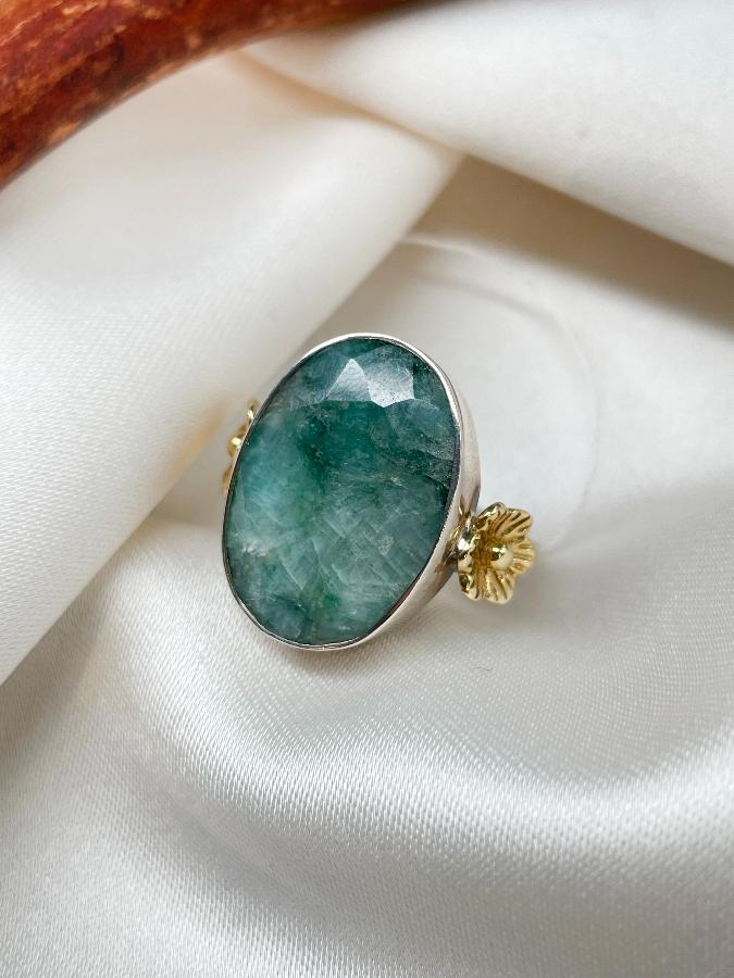 купить Кольцо из серебра с бериллом,17 размер , фото 3