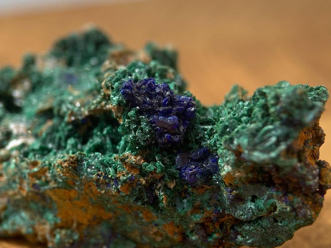 Малахит, азурит кристаллический, 4,8 х 2,5 х 1,9 см. OBM-0275, фото 3