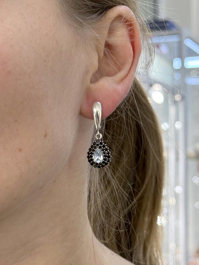 купить Серьги из серебра с топазом и сапфиром (синий корунд) , фото 5