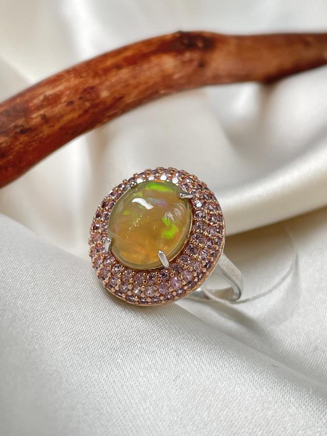 купить Кольцо из серебра с опалом, 18 размер , фото 1