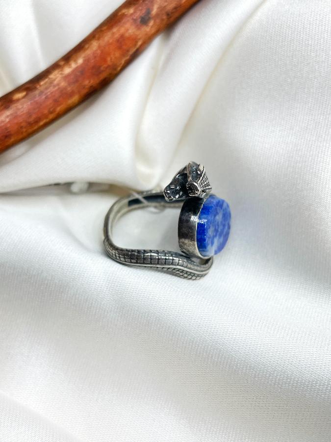 Кольцо из серебра с лазуритом,17 размер U-654, фото 4
