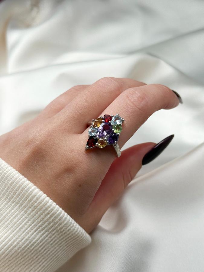 купить Кольцо из серебра с самоцветами,18,5 размер  , фото 5