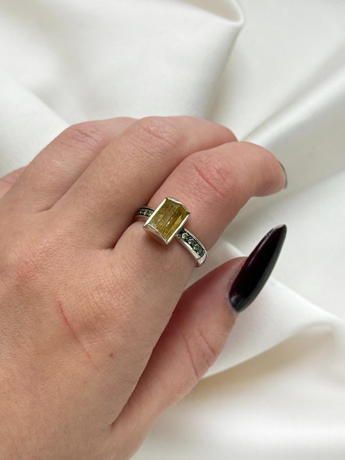 Кольцо из серебра с гелиодором,16 размер  U-3639, фото 6