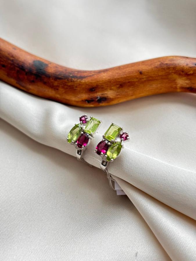 купить Серьги из серебра с перидотом  , фото 3